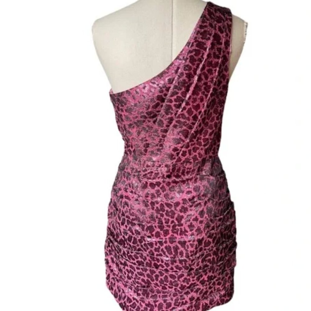 Ramy Brooke  Linda One Shoulder Mini Dress in Pink Animal Print XS NWT $525 - Picture 8 of 11